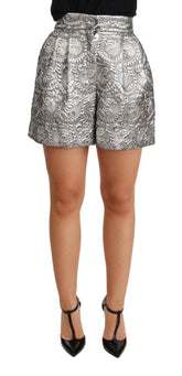 Dolce & Gabbana Silver Floral Brocade High Waist Shorts -   -  Dolce & Gabbana.
